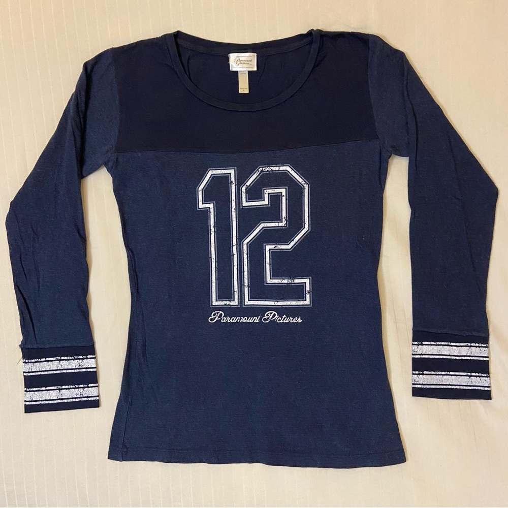Paramount Pictures long sleeve football jersey numbered 12 womens sz L